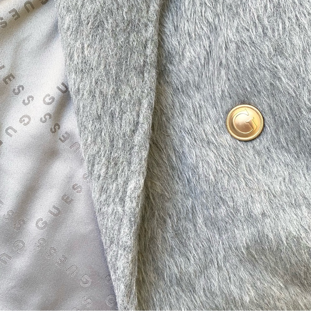 GUESS NWT Textured Wool Blend Double Breasted Coat Light Stone Heather Size S - Picture 15 of 16